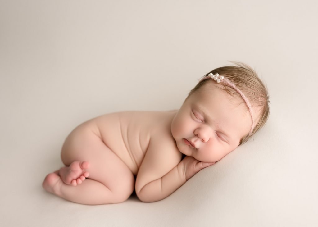 Newborn Photography Vancouver - baby Girl sleeping on her tummy
